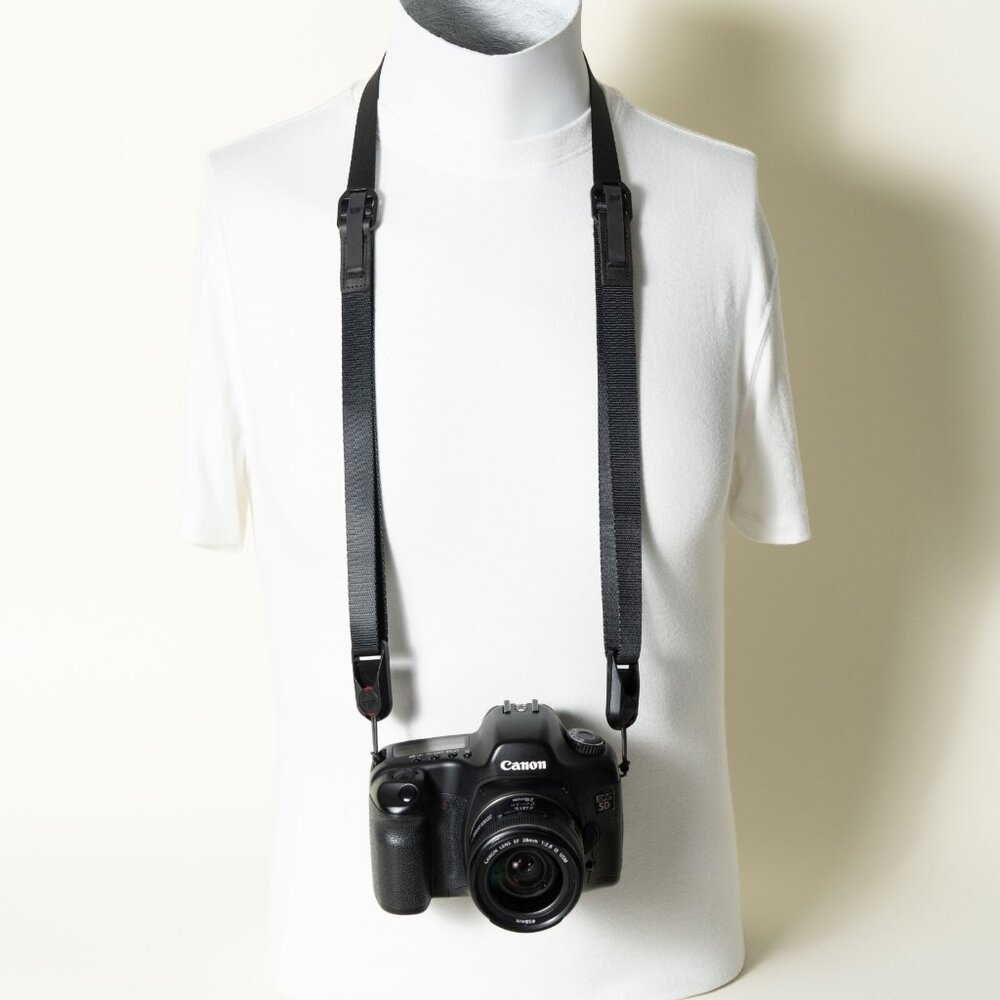 Dual Adjustable Premium All Black Camera Strap  w/ Peak Design Anchors 32-60"